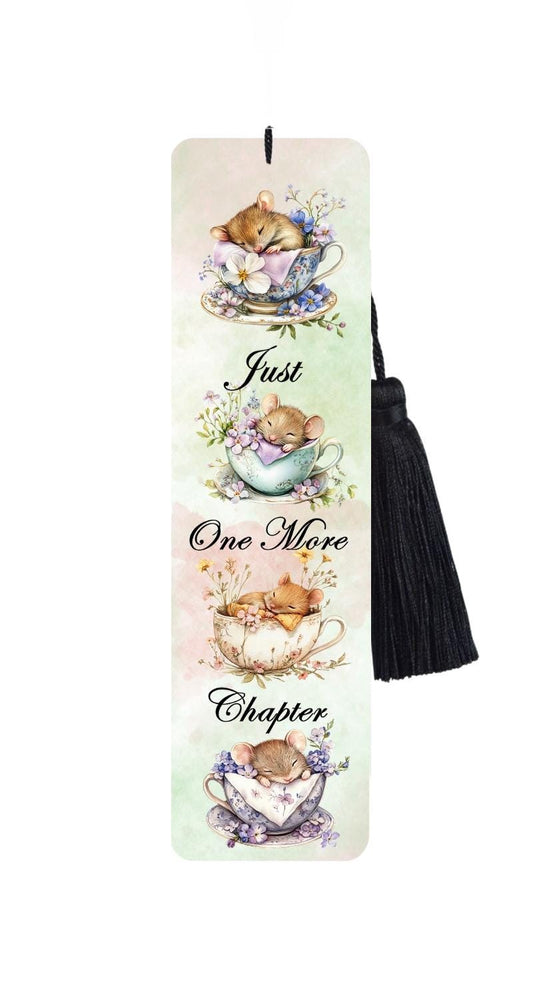 Little Sleeping Teacup Mice Metal Bookmark with Tassel: Funny Reader Gift