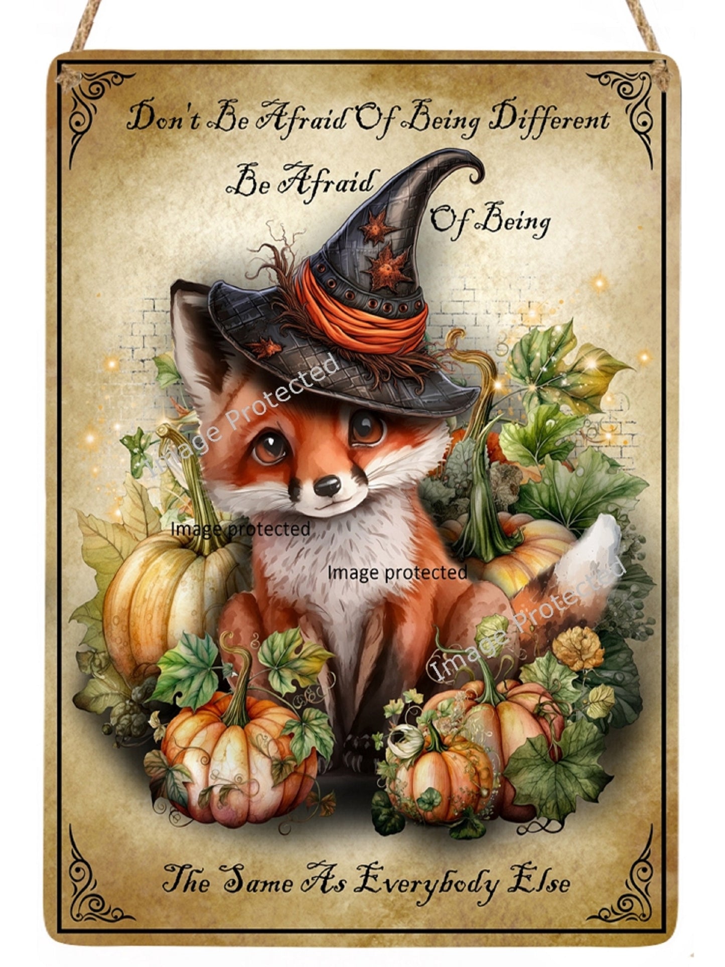 Witches Fox Hanging Metal Sign: Unique Home Decor