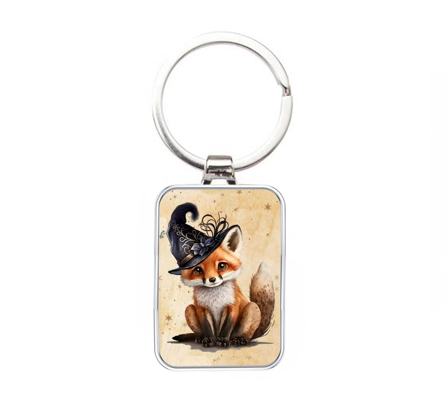 Silver Metal Fox Keyring: Witch Hat Fox