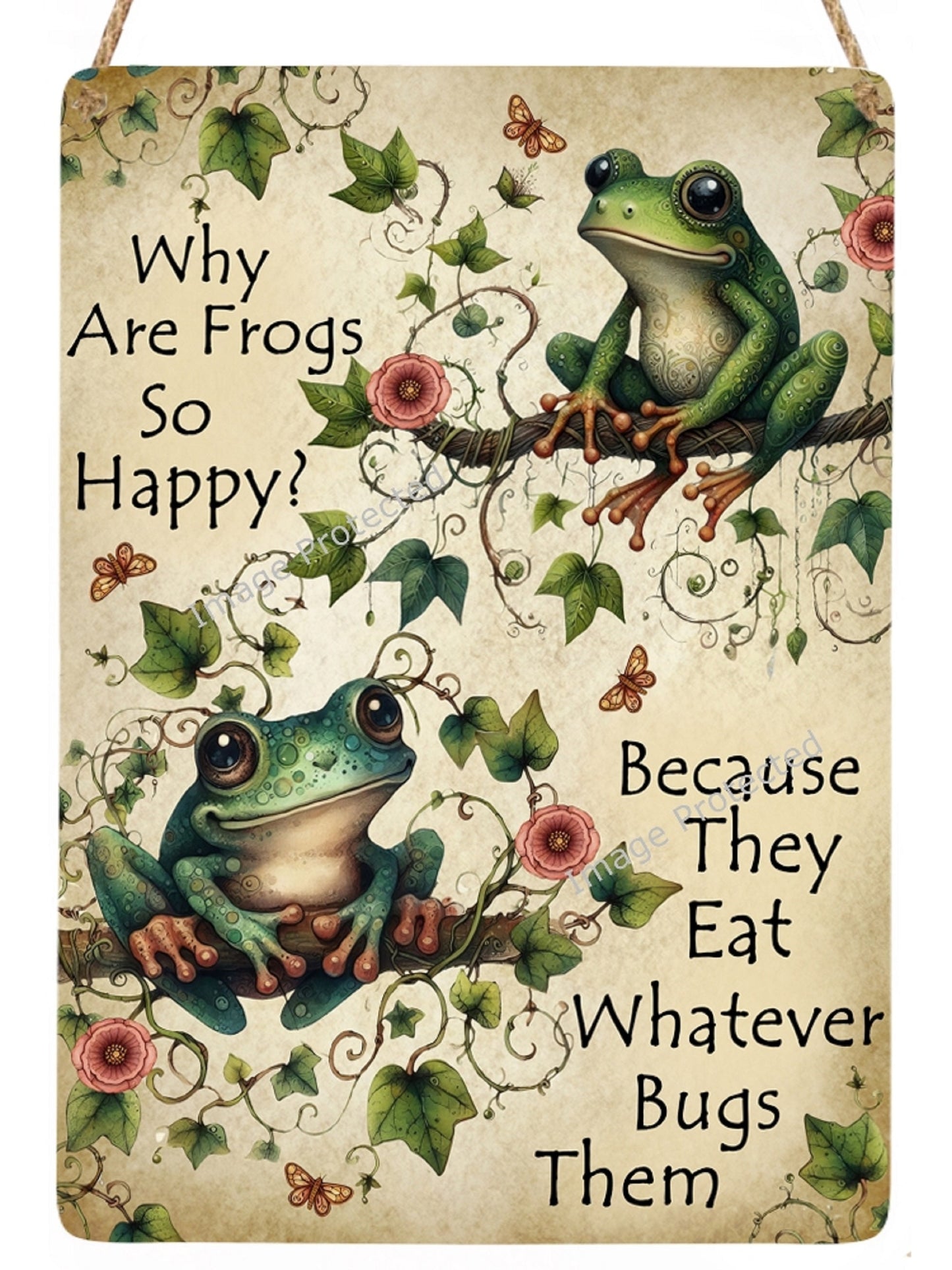 Funny Frog Sign: Humorous Home Decor, Handmade Metal Art