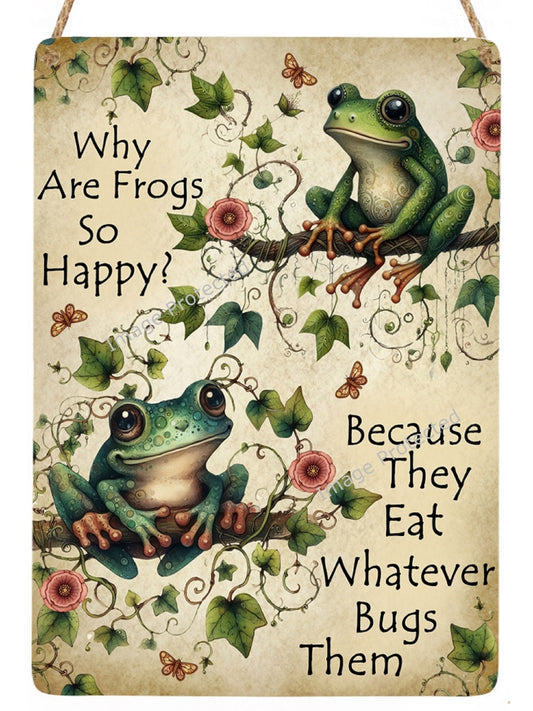 Funny Frog Sign: Humorous Home Decor, Handmade Metal Art