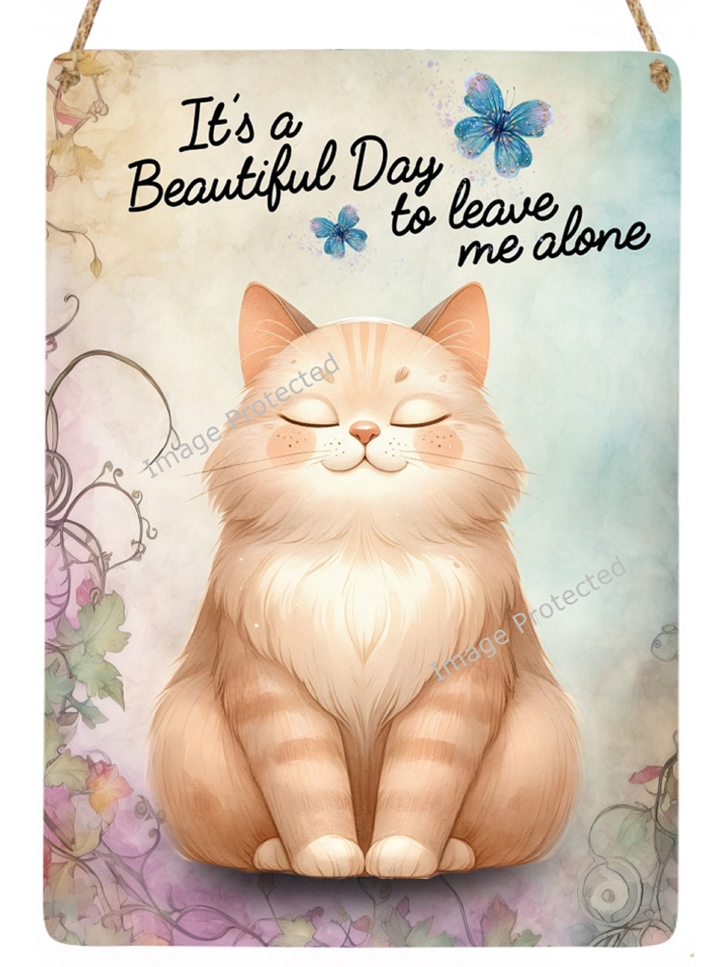 Whimsical Cat Metal Sign: Funny Motivational Quote, Handmade Home Decor