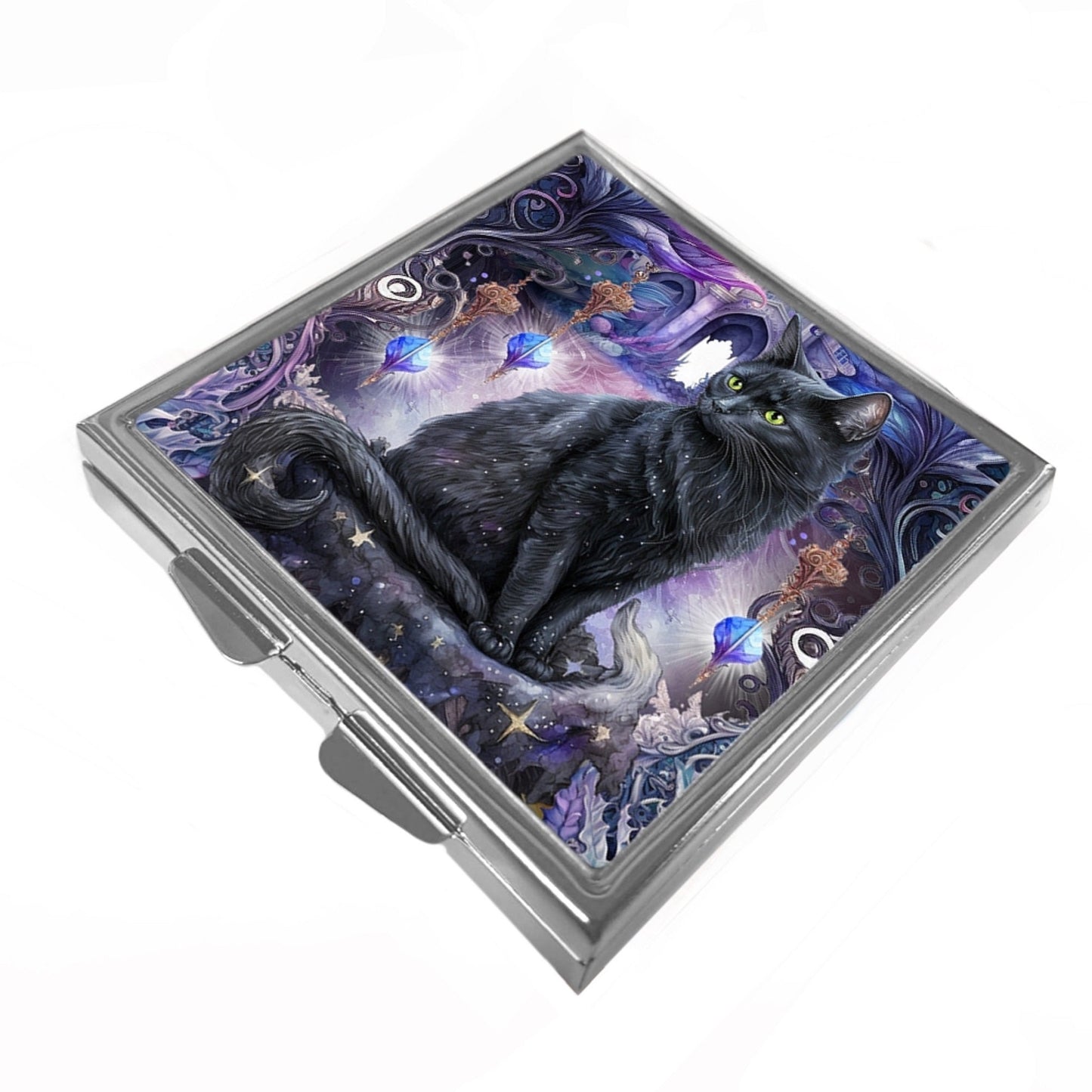 Square Pill/Trinket Box - Black Cat - Whisper