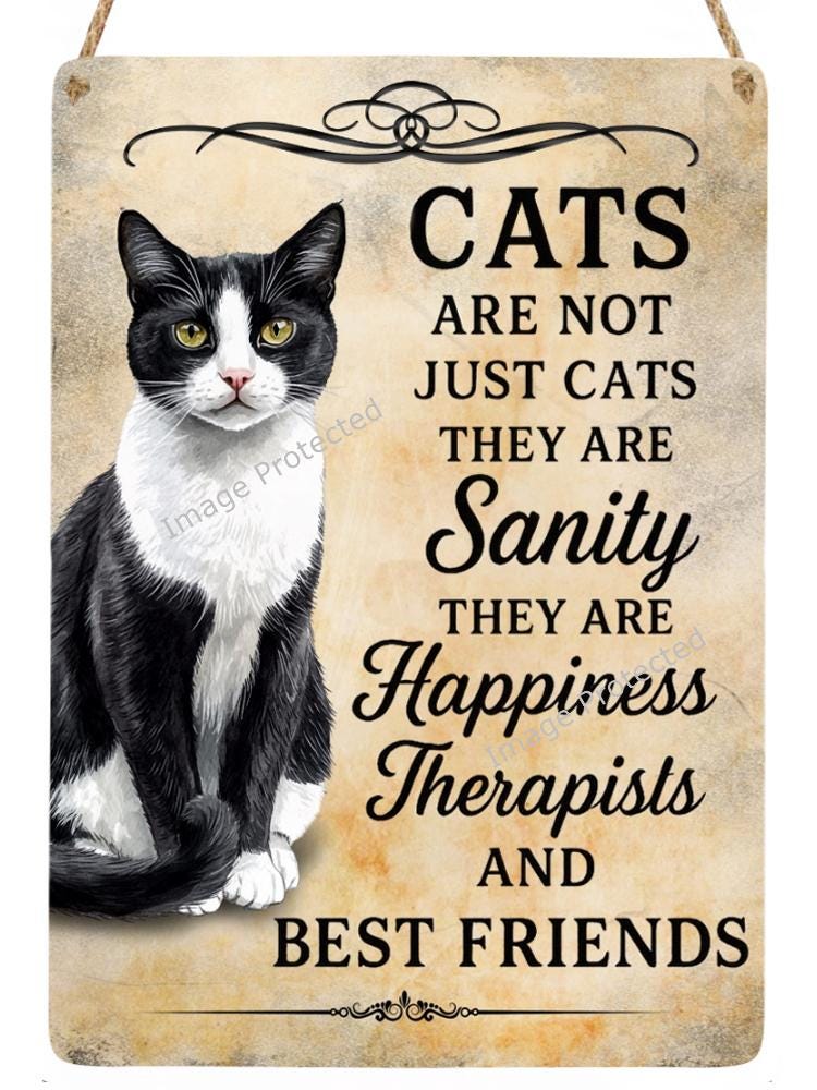 Tuxedo Cat Metal Wall Sign, Friend Home Decor