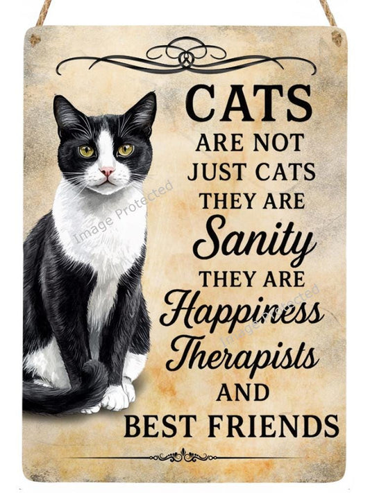 Tuxedo Cat Metal Wall Sign, Friend Home Decor