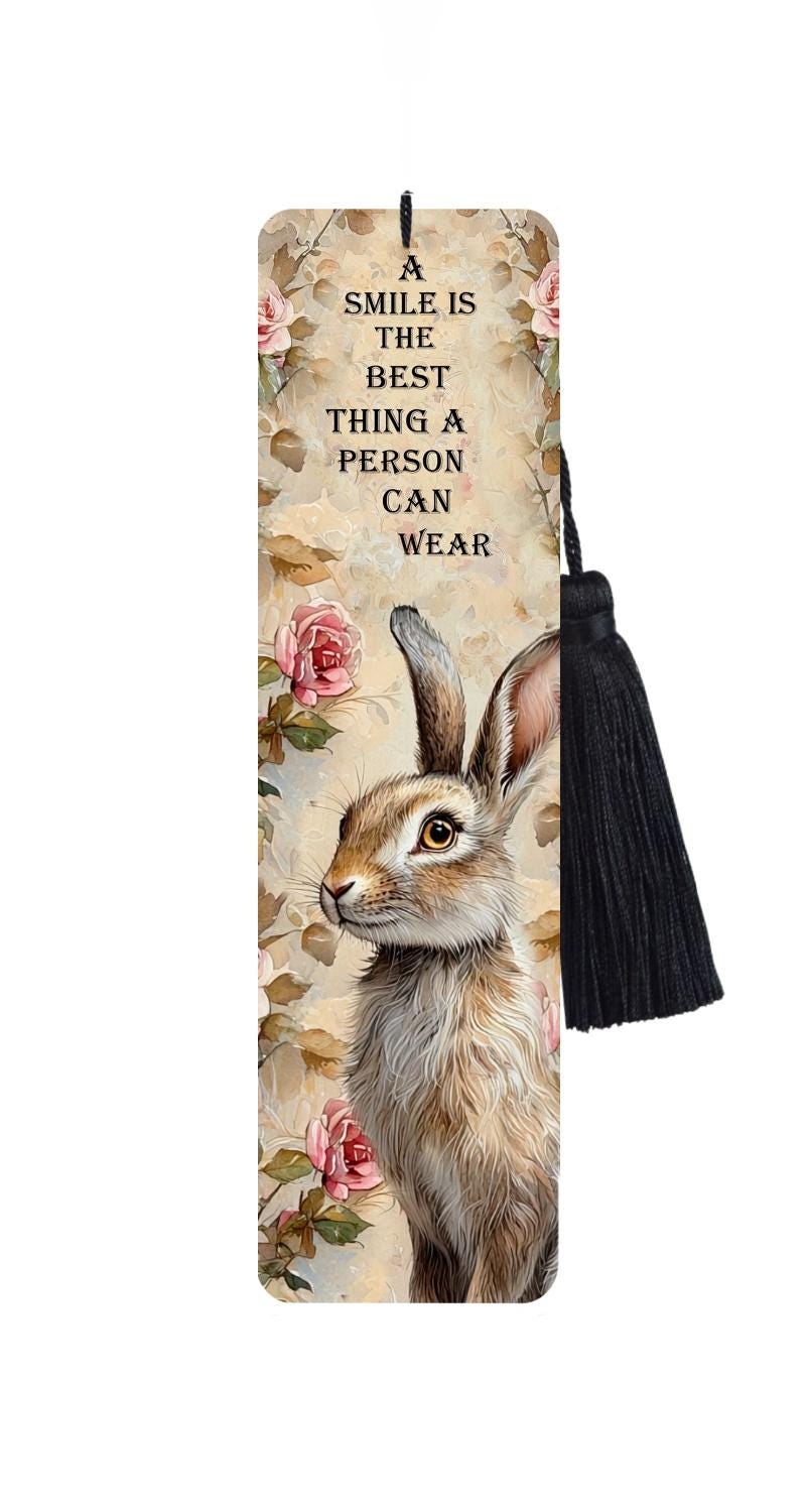 Hare & Roses Metal Bookmark With Black Tassel