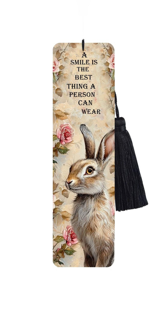 Hare & Roses Metal Bookmark With Black Tassel