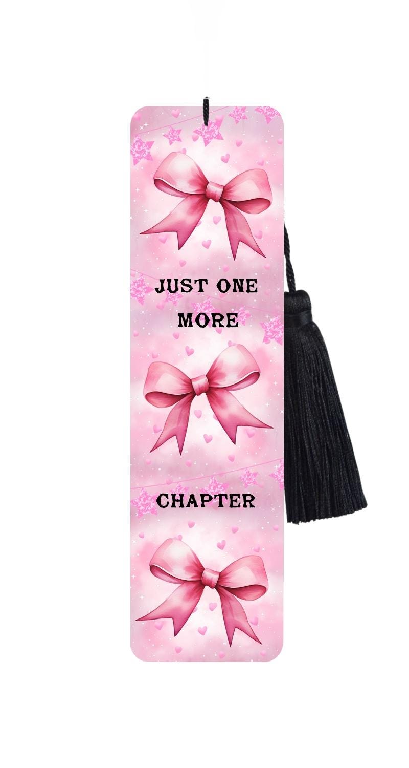 Pink Bow Metal Bookmark - Black Tassel, Unique Design