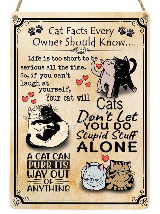Funny Cat Facts Metal Sign - Unique Home Decor