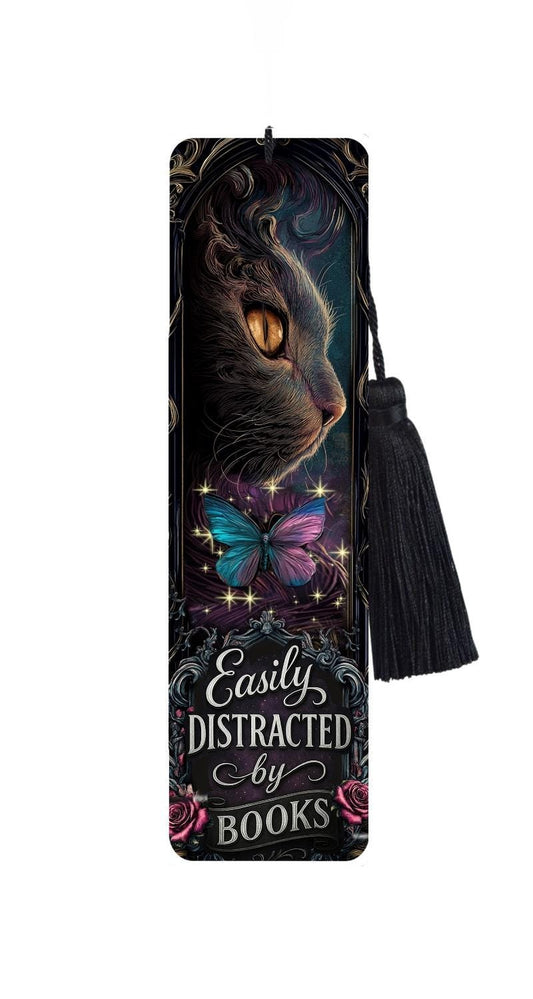 Cat & Butterfly Dark Romance Bookmark with Tassel: Funny Reader Gift
