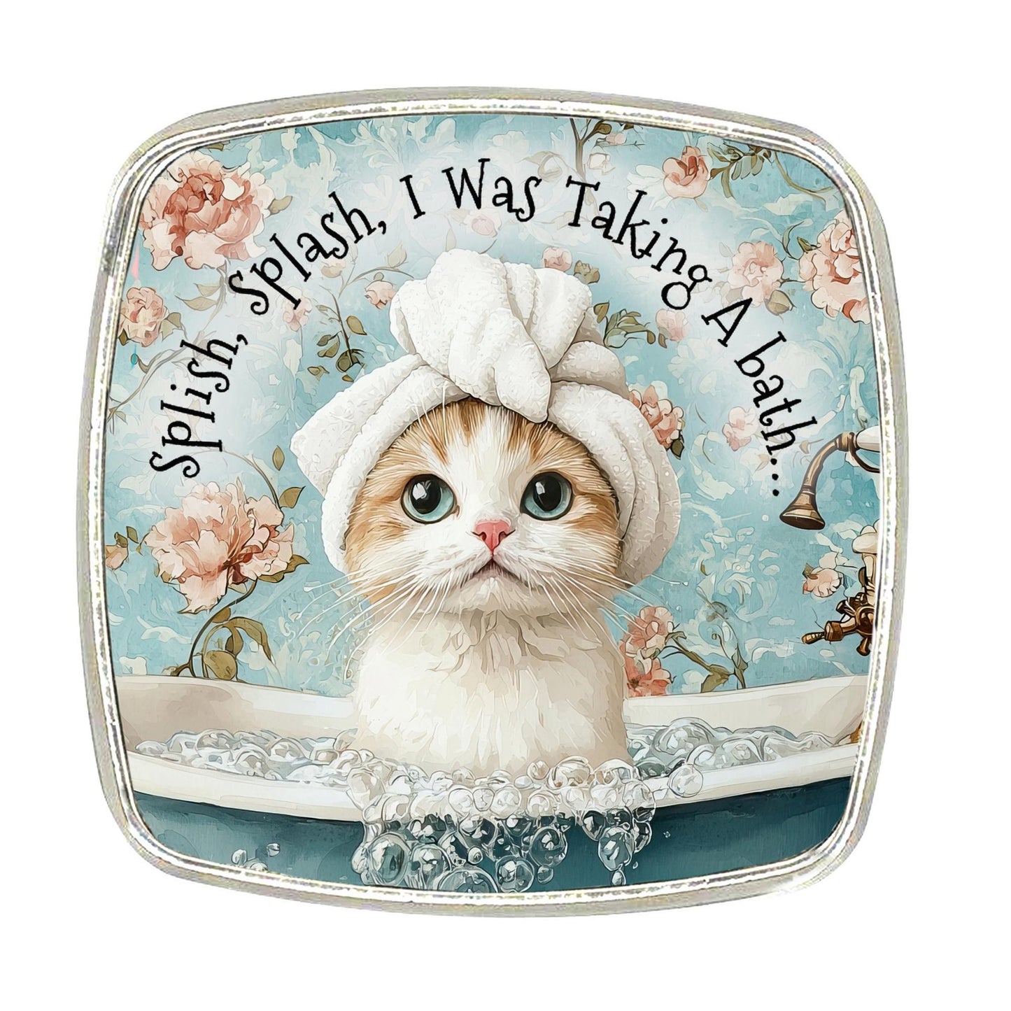 Chrome Cat Magnet: Large, Strong Refrigerator Magnet