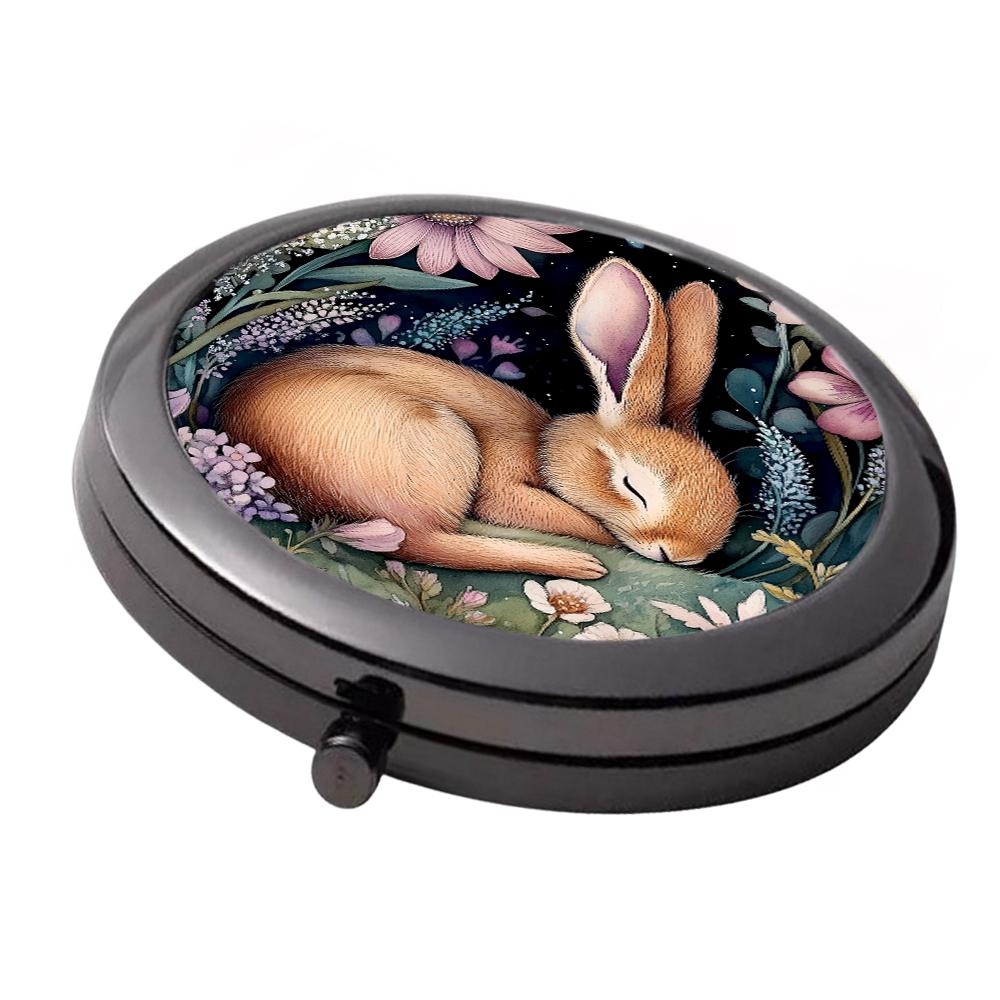 Sleeping Rabbit Compact Mirror - Smoke Black Double Mirror
