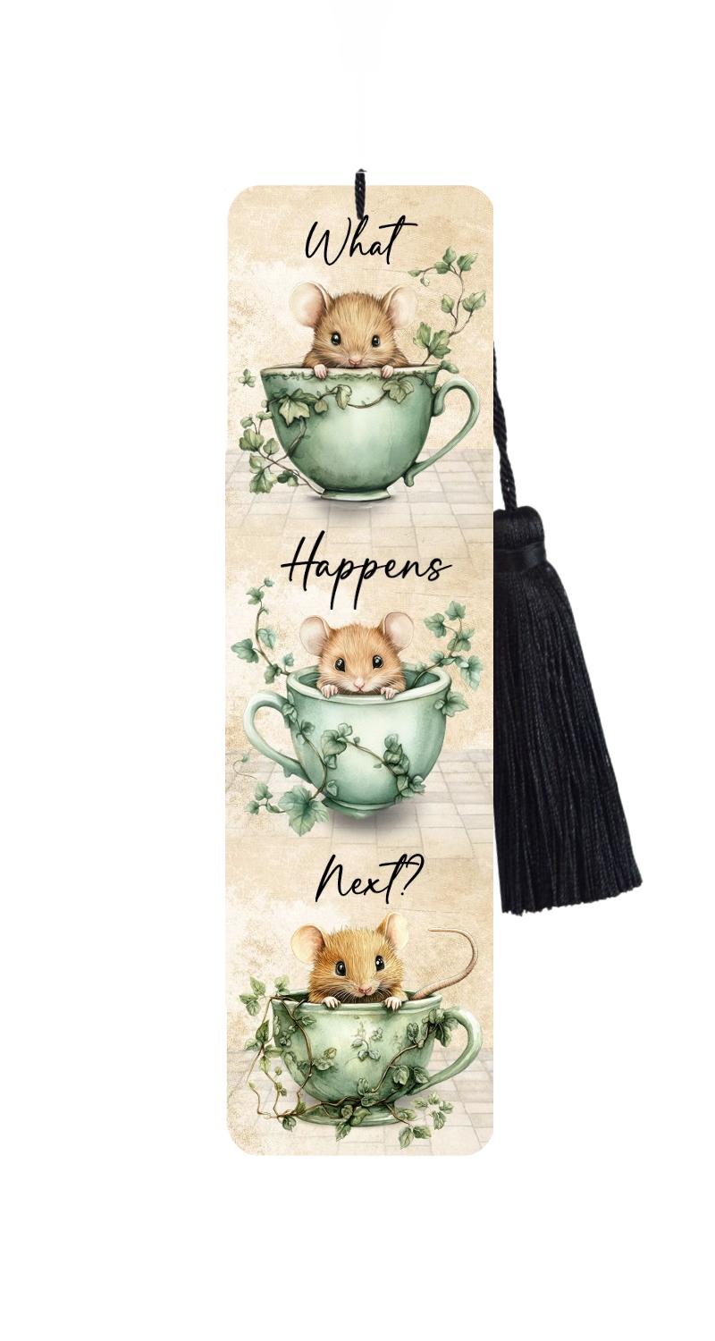 Ivy Mouse Teacup Bookmark with Tassel: Funny Reader Gift