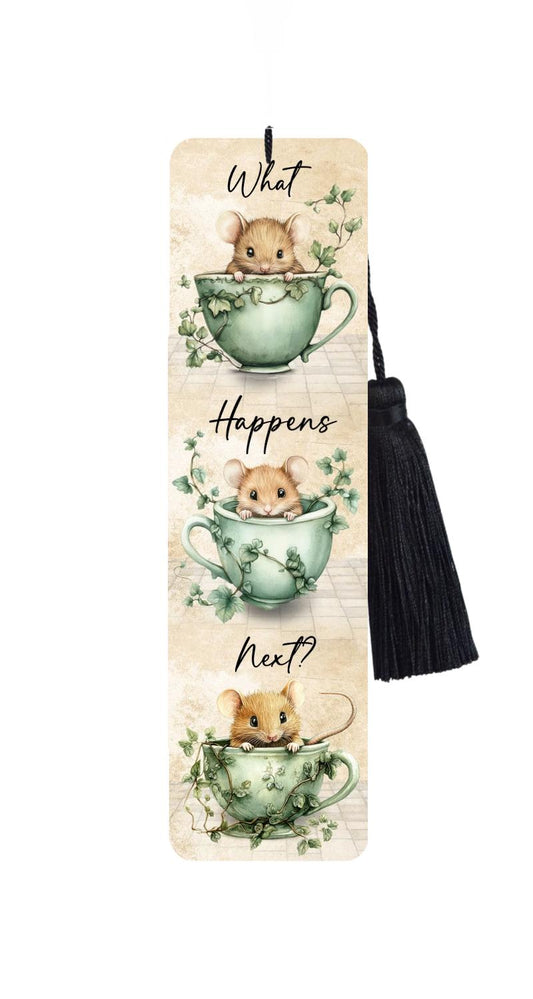 Ivy Mouse Teacup Bookmark with Tassel: Funny Reader Gift