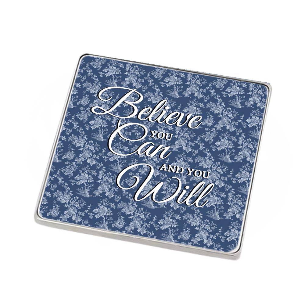 4 Piece Gift Set - Mirror, Magnet, Keyring & Pin Badge - Chinoiserie Blue and White Pattern
