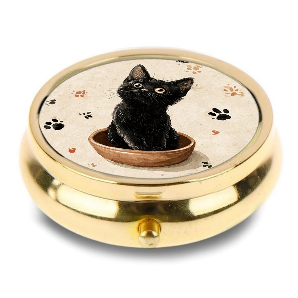 Dinner Time Black Cat Pill Box