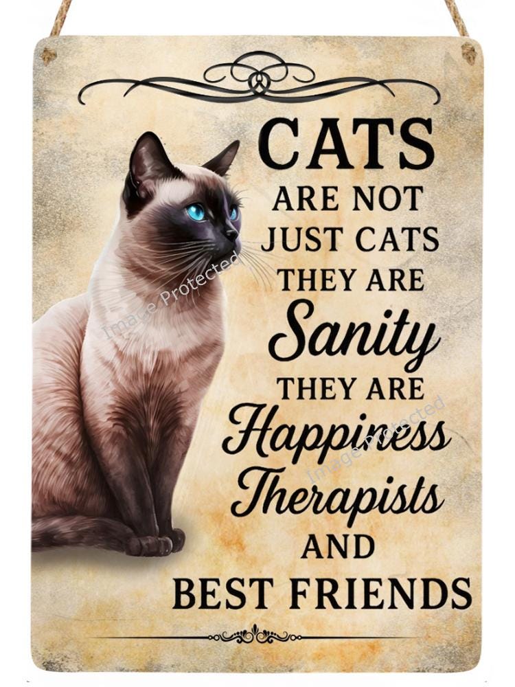 Siamese Cat Metal Wall Sign, Friend Home Decor