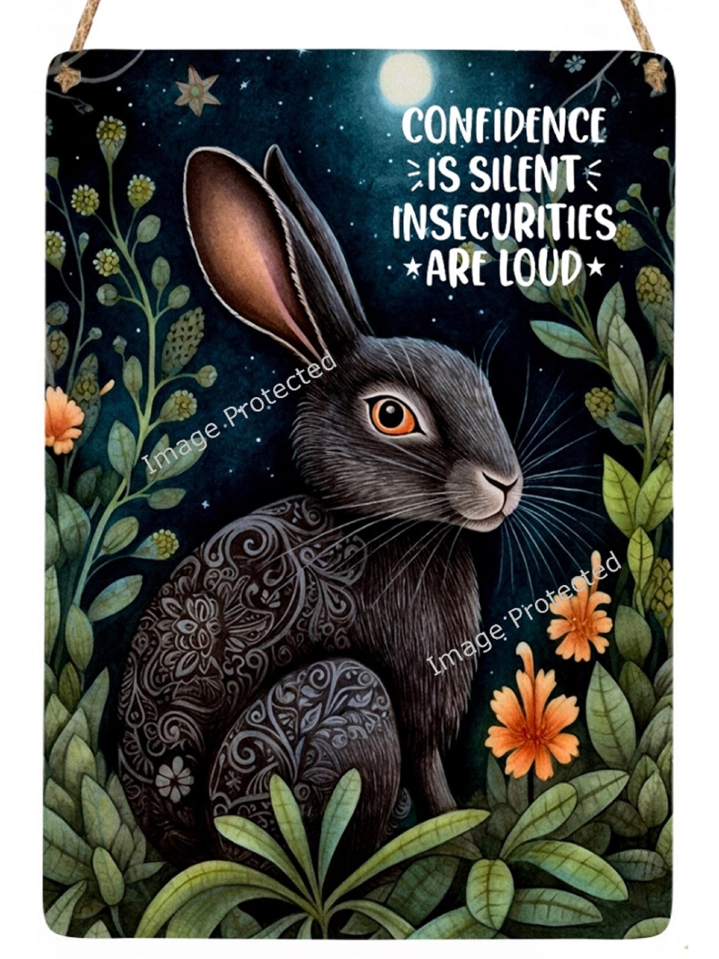 Mystic Hare Metal Sign: Confidence Quote, Dark Moon Decor