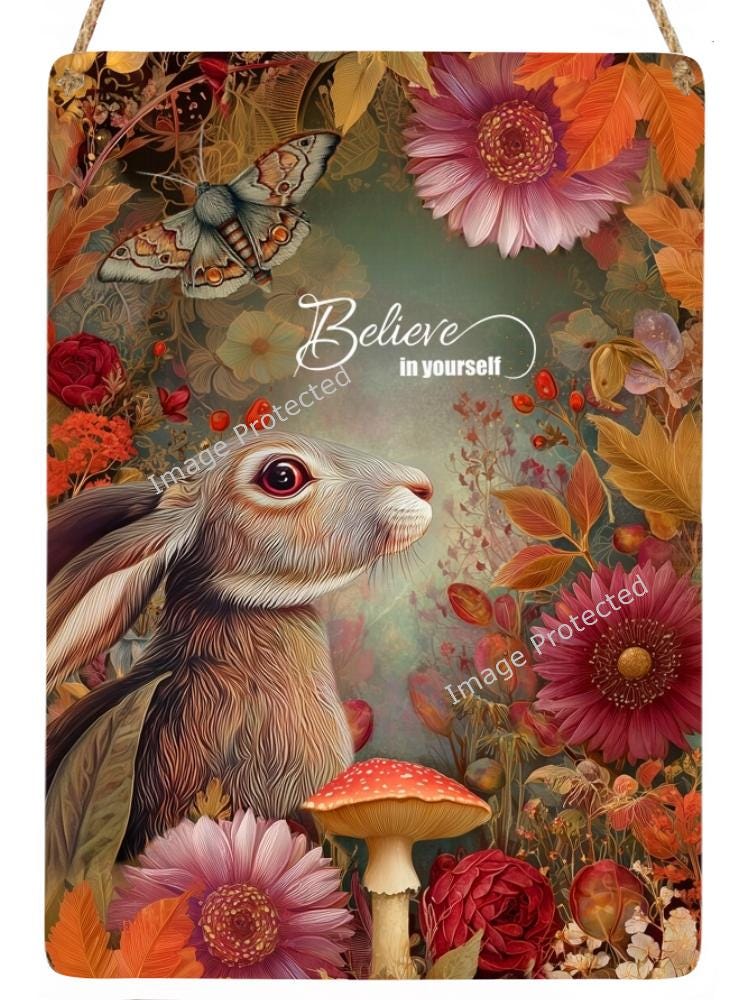 Believe In Yourself Brown Hare: Inspirational Art, Handmade Home Decor