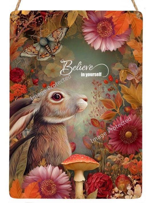 Believe In Yourself Brown Hare: Inspirational Art, Handmade Home Decor