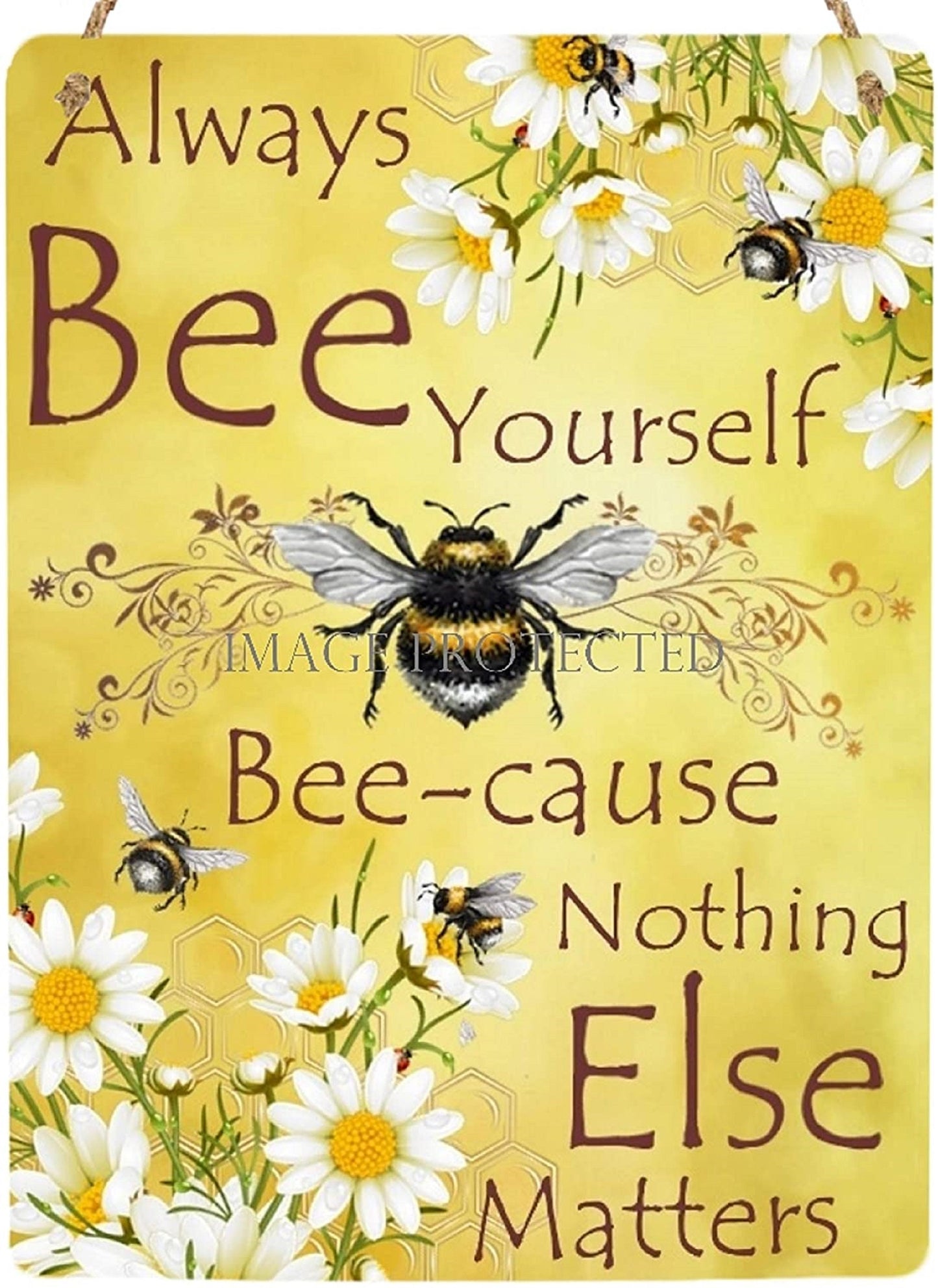 Bumble Bee Metal Wall Sign - 'Bee Yourself' Hanging Decor