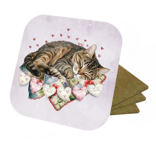 Tabby Cat Coasters: Cork Backed, Set of 4