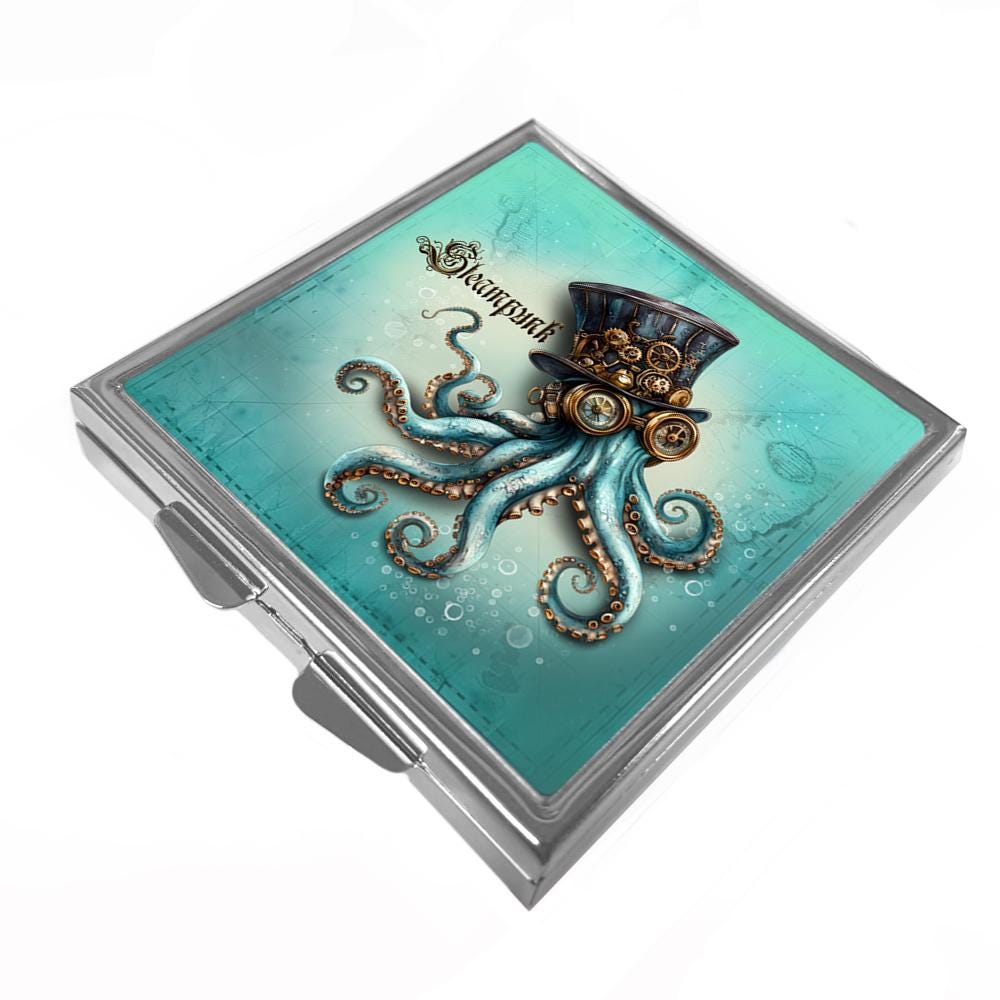 Square Pill/Trinket Box - Steampunk Octopus