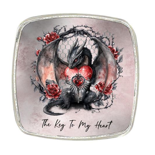 Dragon 'Key To My Heart' Chrome Magnet