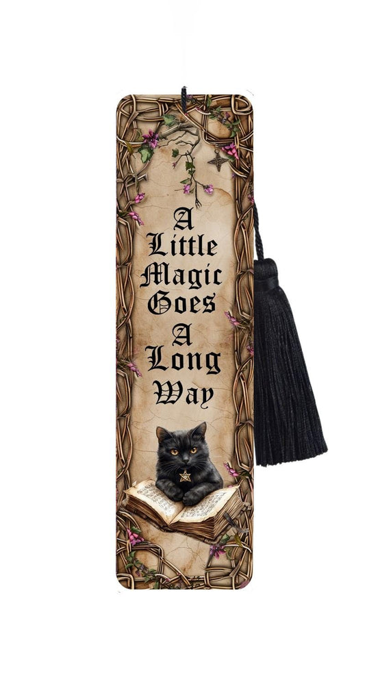 Large Metal Bookmark With Tassel -Cat Bookmark - A Little Magic Goes A Long Way