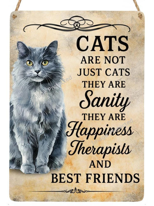 Grey Cat Metal Wall Sign, Friend Home Decor
