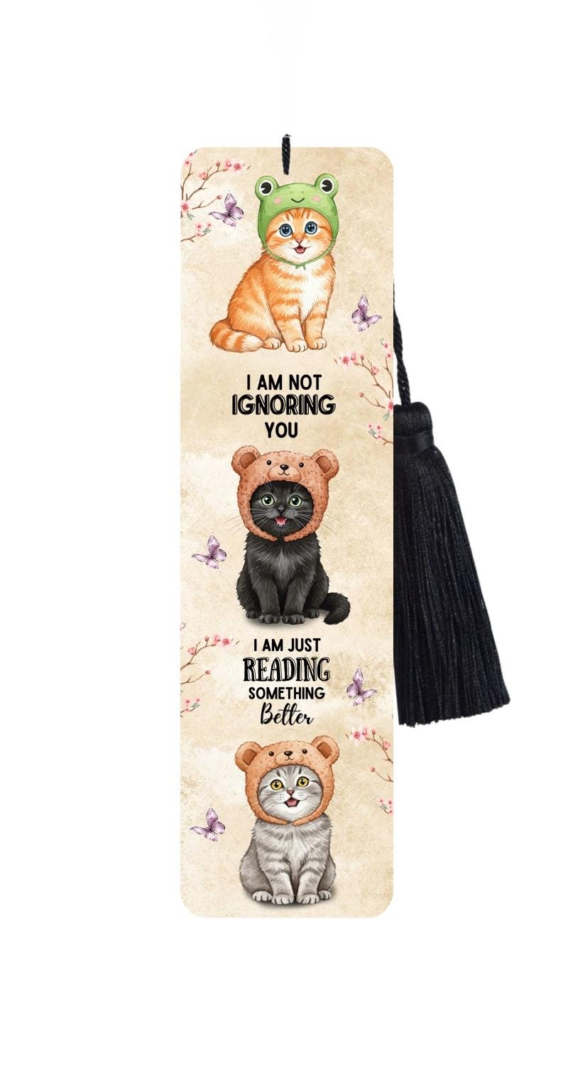Large Metal Bookmark With Tassel - Beanie Baby Kittens