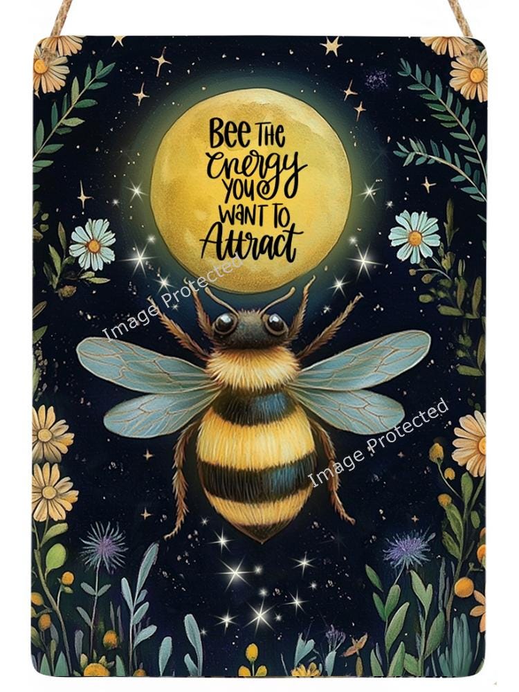 Handmade Bumble Bee Metal Sign: Inspirational Wall Decor