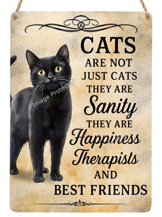 Handmade Black Cat Metal Wall Sign, Home Decor