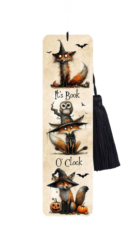Large Metal Bookmark With Tassel - Fox & Owl Bookmark - It's Book O Clock