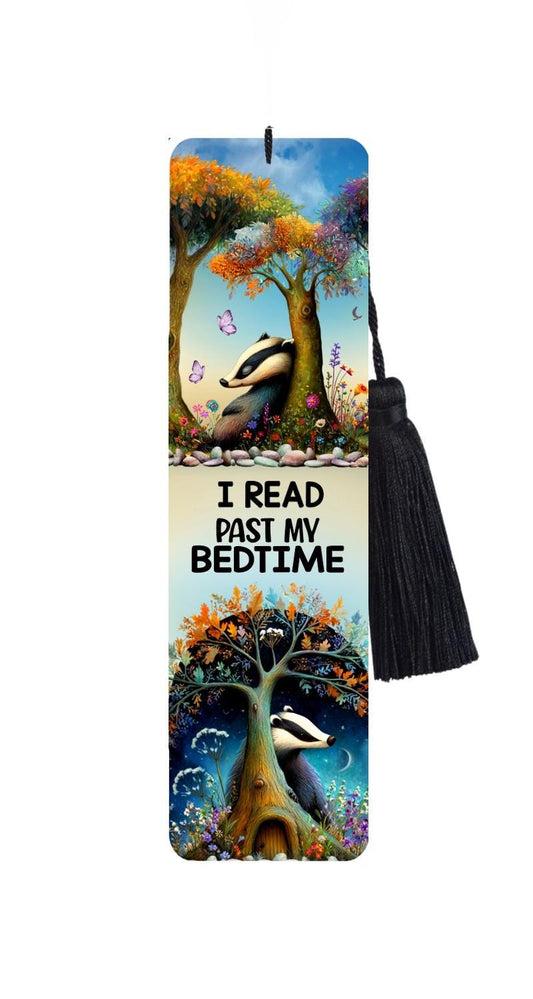 Badger Metal Bookmark with Tassel: Funny Reader Gift - Read Past My Bedtime