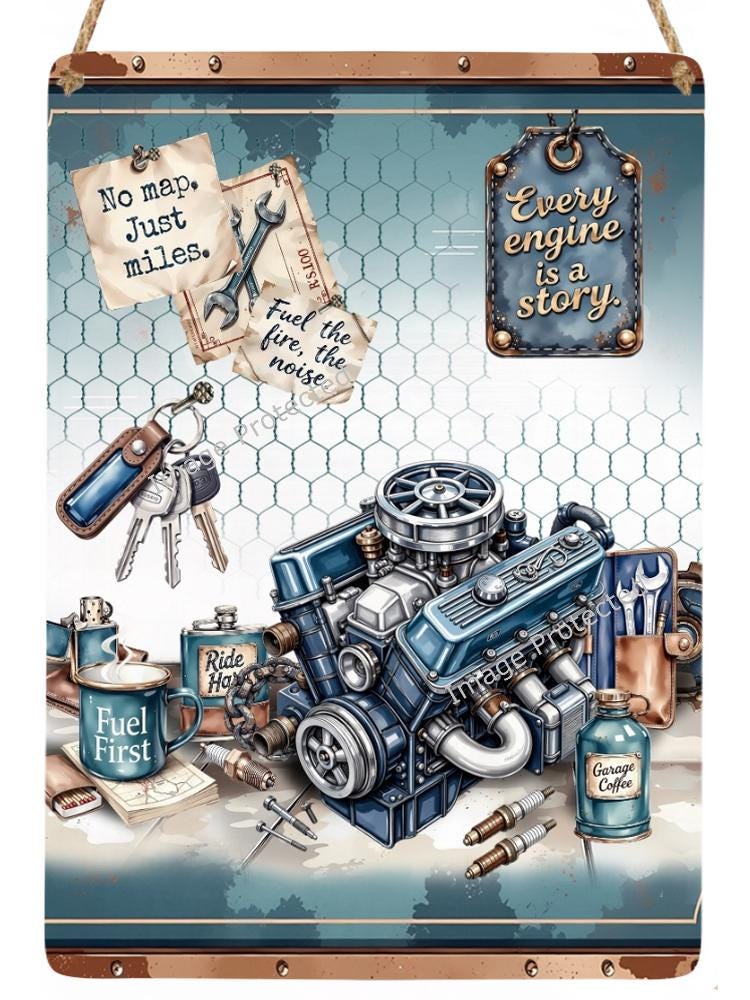 Handmade Car Mechanic Metal Sign: Home Decor, Mens Gift