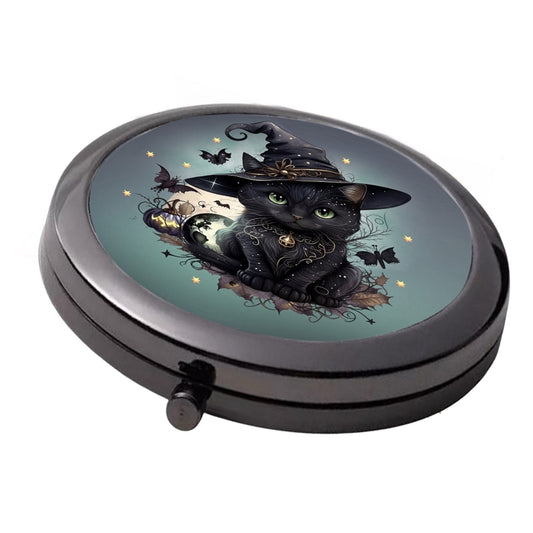 Little Witches Cat - Smoke Black - Large Double Compact Mirror