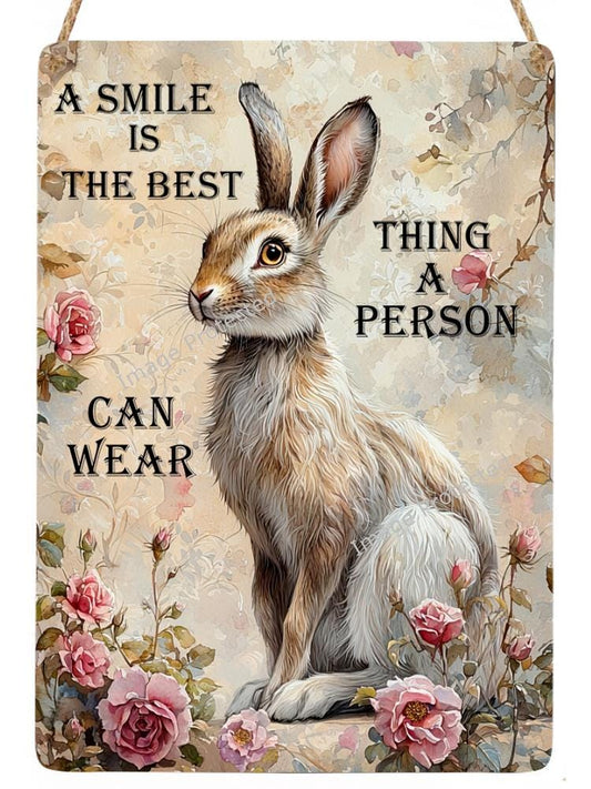 Vintage Hare Metal Sign: Motivational Quote Home Decor (20cm x 15cm)